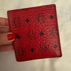 MCM Red Leather Card Holder bifold